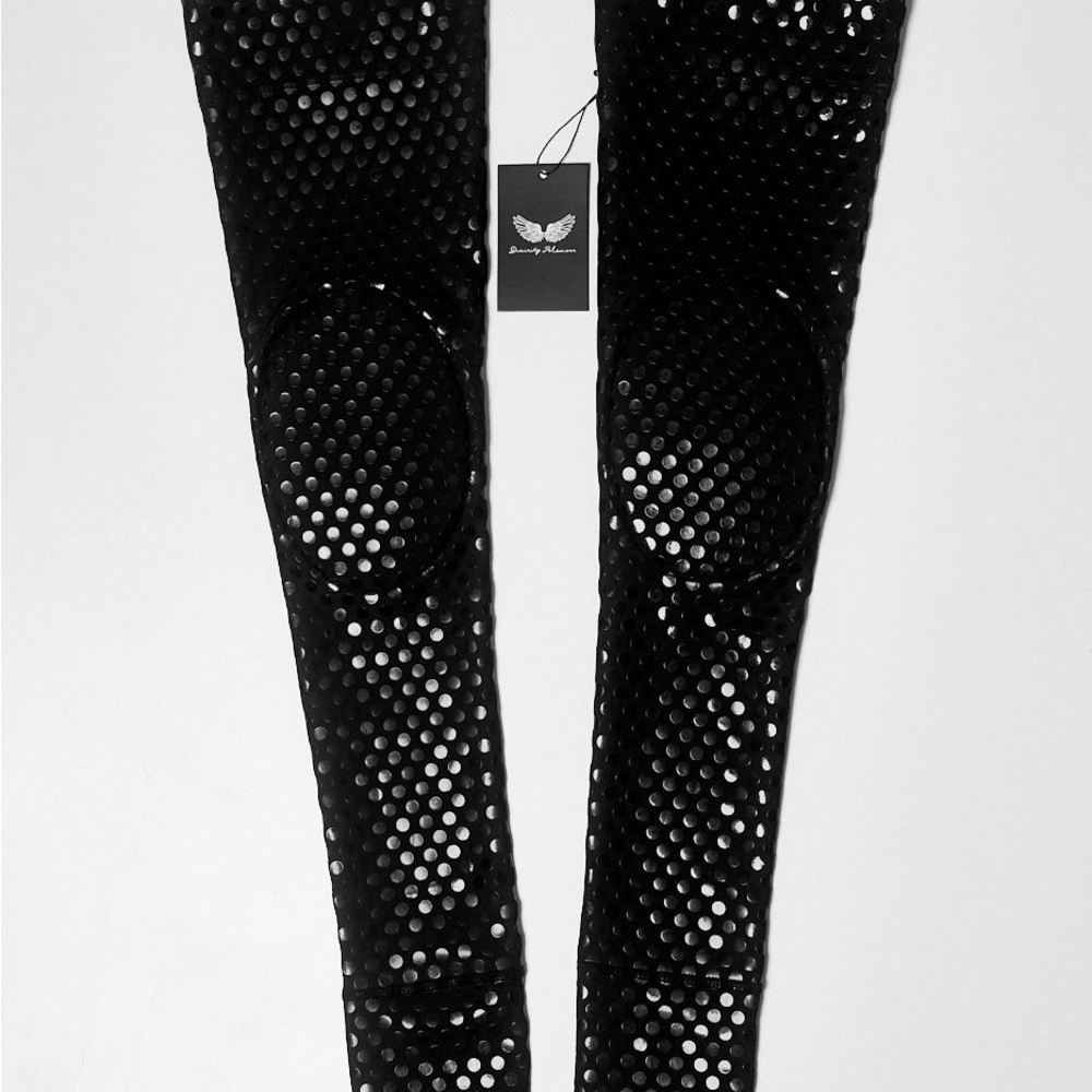 Black Perforated Leggings by Unknown Brand